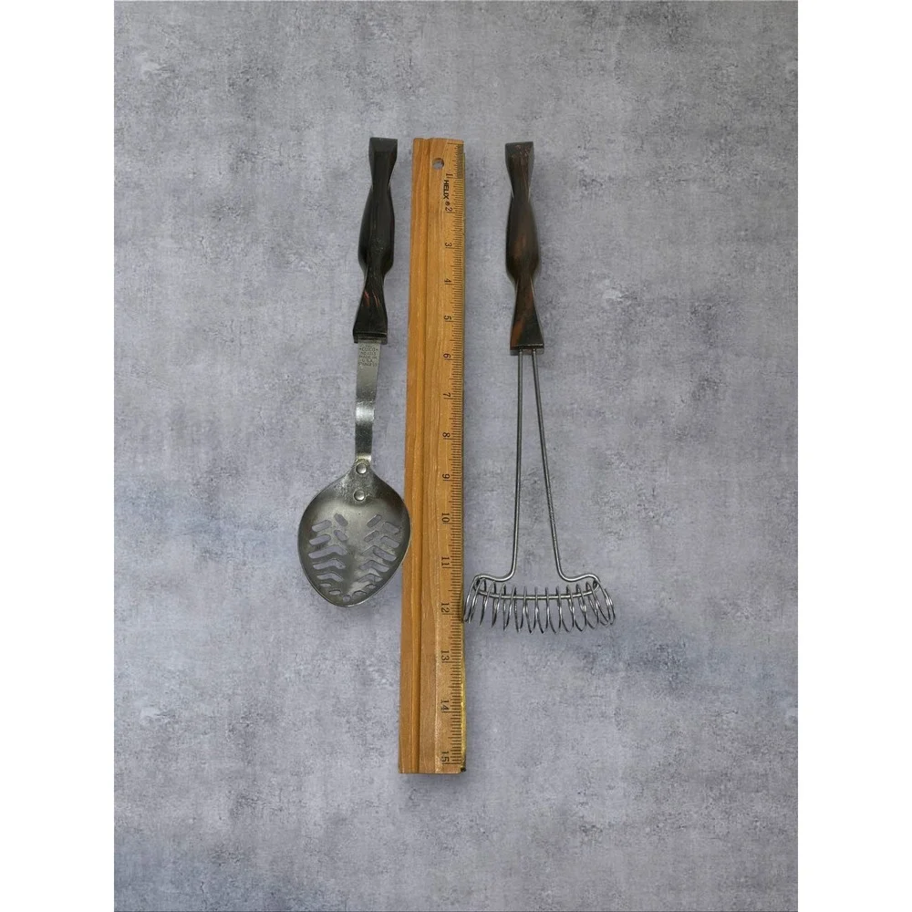 Cutco Kitchen Utensil‎ Set Slotted Spoon 1713 Whisk Brown Swirl USA